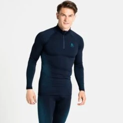 ODLO PERFORMANCE WARM ECO BL TOP TURTLE NECK L/S HALF ZIP DARK SAPPHIRE-STUNNING BLUE 22 -Winter Ski Winkel 9 95552 bl top turtle neck l s half zip performa dark sapphire stunning blue 196222 20828 03